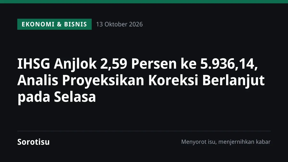 IHSG Anjlok 2,59 Persen ke 5.936,14, Analis Proyeksikan Koreksi Berlanjut pada Selasa