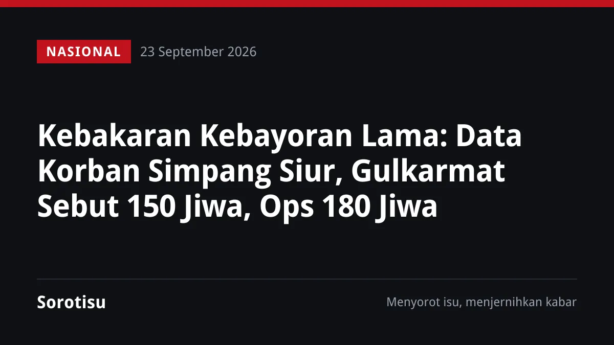 Kebakaran Kebayoran Lama: Data Korban Simpang Siur, Gulkarmat Sebut 150 Jiwa, Ops 180 Jiwa